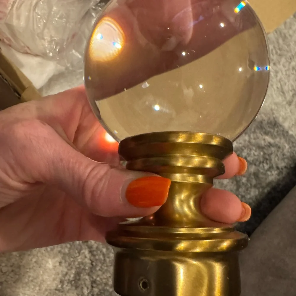 Restoration Hardware Crystal Ball Finials Large Lacquered Burnished Brass